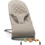 Leagăn pentru bebeluși BabyBjorn 606117A Balansoar Bliss Sand Grey, Bumbac cu bara de jucarii