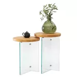 Măsuţă cafea Trendy Serenity 2, Stejar, Transparent, set