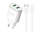 KAKU Wall Charger with Сable USB to Micro-USB Weige, White