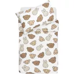 Lenjerie de pat pentru copii Jollein 003-005-68047 Set husa pentru plapuma si perna Miffy and Friends, 140x100cm