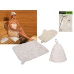 Аксессуар для ванной Promstore 46388 Набор для ванной Hot Pot (шапочка, коврик, перчатка), фетр, белый