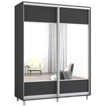 Dulap Mobildor-Lux Aron cu uși glisante cu oglindă orizontal (150x60x200H cm) Anthracite