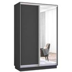 Шкаф Mobildor-Lux Раздвижные двери Fox из зеркала и ДСП (140x60x220H см) Антрацит