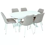 Комплект стол и стулья Evelin di Costacurta стол HV-33V White + 6 стульев YTC-055Wh, UF885-12 Light grey