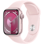Apple Watch Series 9 GPS, 41mm Pink Aluminium Case with Light Pink Sport Band - S/M, MR933