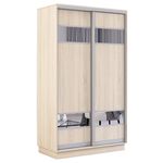 Dulap Mobildor-Lux Fox uși glisante din PAL cu elemente din oglindă (100x60x200H cm) Sonoma