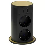 Розетка электрическая ASA Plastici 060.47F.00110 Versalift round version 2 sockets F + 1 USB 5V (A+C) Gold