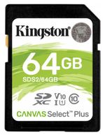 .64GB  SDXC Card (Class 10) UHS-I , U1, Kingston Canvas Select Plus 