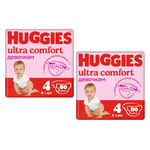 1 Set 2 pachete scutece Huggies Ultra Comfort pentru fetiţă 4 (8-14 kg), 2x80 buc.