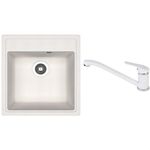 Chiuvetă bucătărie cu bateria Dr.Gans Nika 470 + SanDonna F 1066 alb