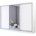 Dulap Mobildor-Lux Fox uși glisante din oglindă și PAL (300x60x200H cm) Alb
