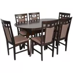 Комплект стол и стулья Evelin di Costacurta стол Raffles Oval Chocolate + 6 стульев Deepa R Chocolate/Ekea12 Dark Brown