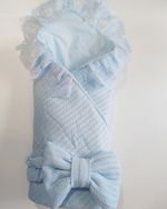 Конвертик-одеялко 100*80 см Голубой+кружевная пеленочка