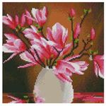 Картина по номерам Strateg CA-0046 Алмазная мозайка Магнолия в вазе 30x30