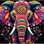 Картина по номерам Strateg 57226 Elefant colorat 40x40cm (fundal negru)