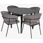 Комплект стол и стулья Evelin di Costacurta стол DT-402-6B + 4 стула YTC-097B Dark grey