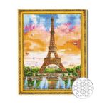 Tablou pe numere Art Gallery GA76392 Mozaic cu diamante 40x50cm Turnul Eiffel si nori multicolori