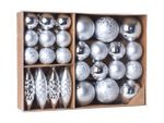 Set decoratiuni pentru brad 31buc, argintii, cutie