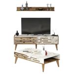 Стенка Trendy Valensiya-140, орех, белый, мрамор (комплект мебели для гостиной) (GTR001253)