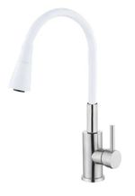 Смеситель кухонный Hydro S Aquafix 821, din inox pipă flexibilă, albă (0400364)