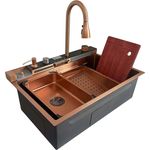 Мойка кухонная со смесителем SanDonna HD7550 Медный смеситель-водопад с регулируемой лейкой