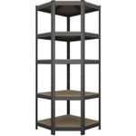 Cтеллаж складской Nex Home Raft metalic colț Budget 1800x900x400x705mm, 5 nivele MDF, Antracit