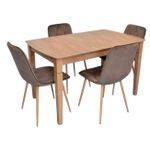 Комплект стол и стулья Evelin di Costacurta стол HV-27V Light Brown + 4 стула YTC-080Wo Bluvel-38