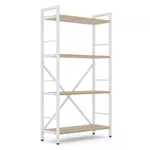 Офисный стеллаж Nex Home Raft metalic Loft 1100x600x240mm, 4 polite PAL, White/Oak Artisan