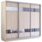 Dulap Mobildor-Lux Fox uși glisante din PAL cu elemente din oglindă (270x60x220H cm) Sonoma