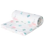 Set de perne si plapume Akuku A0686 Flamingos, paturica din muselina 110x105cm