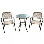 Садовая мебель Hydro S Комплект из полираттана, стол и 2 стула, металл со стеклянной столешницей, бежевый