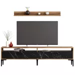 Comodă TV Trendy Istanbul, Nuc, Marmura Neagra 180x47x35cm