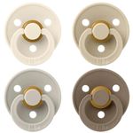 Пустышка BIBS 120460 Set 4 Colour Latex, tetina rotunda, 6 luni + Ivory/Sand/Vanilla/Dark Oak-120460
