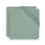 Lenjerie de pat pentru copii Jollein 2511-507-00095 Cearsaf cu elastic Jersey Ash Green, 120x60cm, 2buc