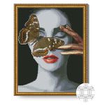 Tablou pe numere Art Gallery QB206052 Mozaic cu diamante patrate 40x50cm Fluture bronz