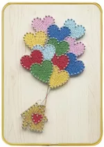 Набор для творчества New World DHACE28038 Set String Art 21x30 Casuta cu baloane-inimi