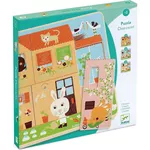 Puzzle Djeco DJ01480 Puzzle din lemn in 3 nivele Cabana Iepurasului