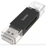 Cititor de carduri Hama 200130 USB Card Reader, OTG, USB-A + Micro-USB, USB 2.0, SD/microSD