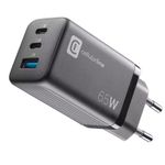 Wall Charger GAN Cellularline, 3 Ports, 2 PD + USB, 65W, Black