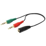 CCA-418 3.5 mm 4-pin socket to 2 x 3.5 mm stereo plug adapter cable, black