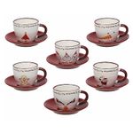 Cană Andrea Fontebasso 54694 Set cani Xmas Milk&Coffee, 6buc cu farfurioare, portelan