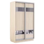 Dulap Mobildor-Lux Fox uși glisante din PAL cu elemente din oglindă (100x60x240H cm) Sonoma