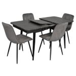 Комплект стол и стулья Evelin di Costacurta стол DT-431-3R B + 4 стула YTC-080B, BLU-14 Dark grey