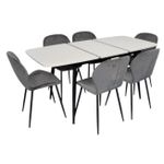 Комплект стол и стулья Evelin di Costacurta стол DT-532R B + 6 стульев YTC-064B Blu-14 (Dark grey)