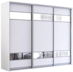 Dulap Mobildor-Lux Fox uși glisante din PAL cu elemente din oglindă (270x60x200H cm) Alb