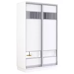 Dulap Mobildor-Lux Fox uși glisante din PAL cu elemente din oglindă (120x60x210H cm) Alb