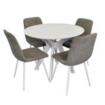 Комплект стол и стулья Evelin di Costacurta стол Raffles Round White + 4 стула YTC-078Wh UF885-14 Grey
