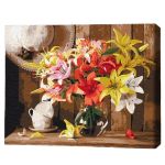 Картина по номерам BrushMe RBS52767FC 30x40сm (fără cutie) Buchet colorat de crini