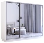 Шкаф Mobildor-Lux Fox uși glisante din oglinzi (260x60x200H cm) Alb