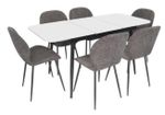 Комплект стол и стулья Evelin di Costacurta стол DT-531R B + 6 стульев YTC-064B UF885-15 (Dark grey)